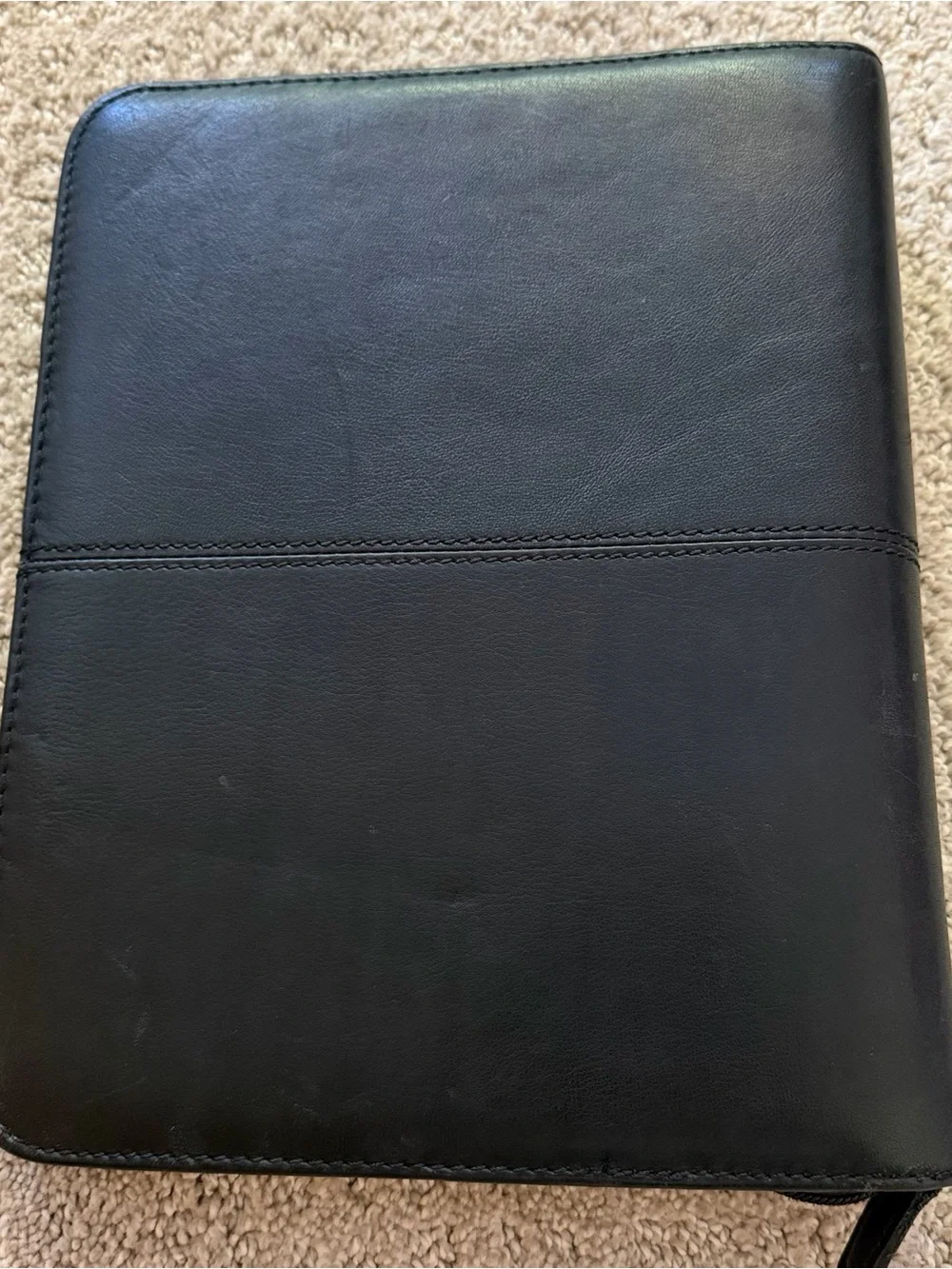 Franklin Covey Black Nappa Classic Leather Planner 7-Ring Binder Organizer Zip